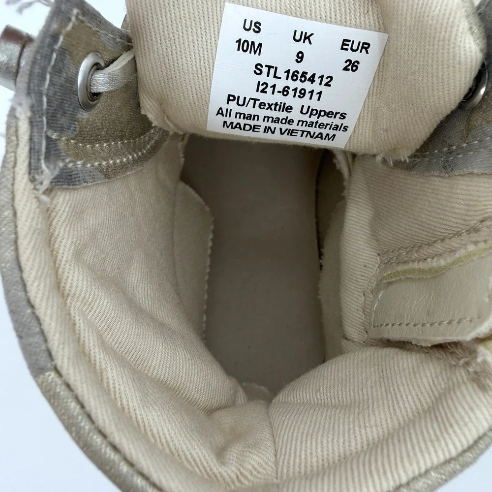 Sperry Girl's Saltwater Duck Cream Camo Boots Shoes Sz 10